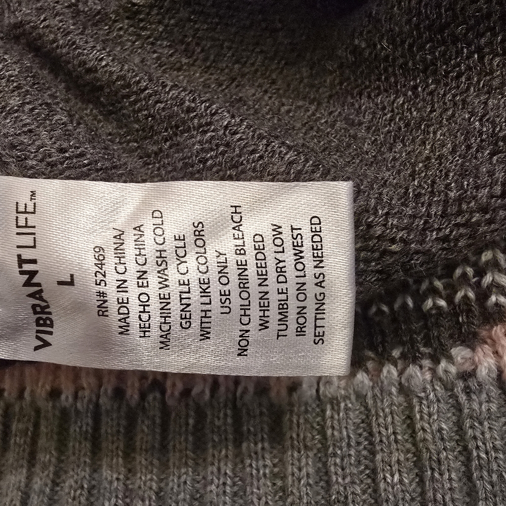 Vibrant Gray and Pink Heart Knit Dog Sweater, Size Large, so adorable!! - Picture 2 of 3